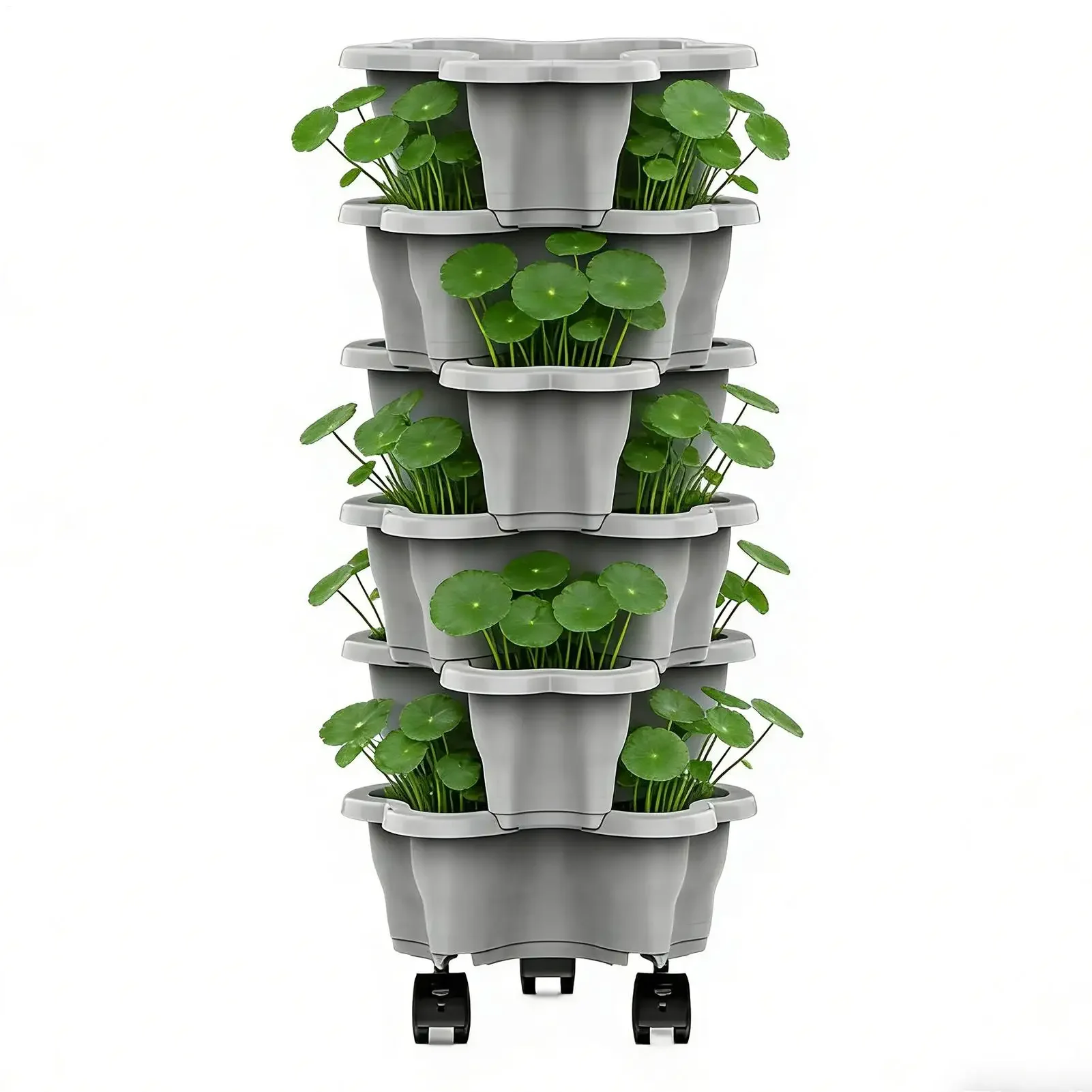 6-Story Flowerpot Vertical Tower, Stackable Flowerpot Multi-Layer Plastic Pot Flower for Garden Strawberry Tarts Potato Tarts