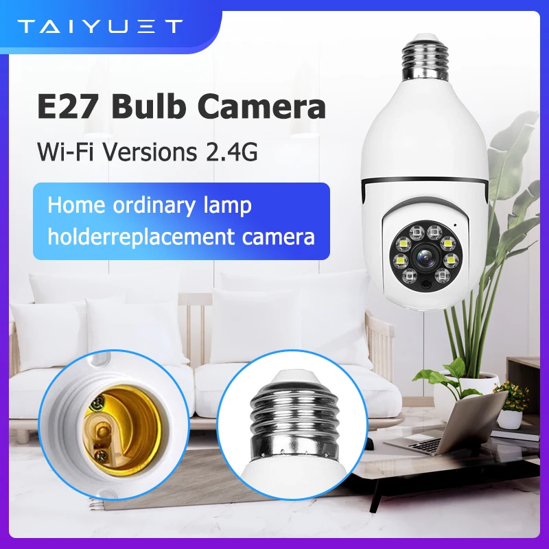 E27 Bulb Wifi Surveillance Camera Wireless Night Vision HD Automatic Human Tracking Security Baby Monitor Zoom Full Color Video