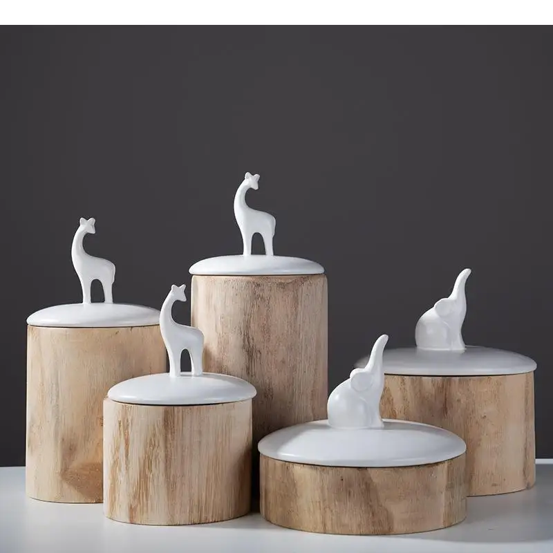 Elefanten- und Elch-Dekorative Keramikdose, Schlichte Aufbewahrungsdosen mit Deckel, Teedose, Schreibtischdekoration, Kunsthandwerk, Vase für Blumenarrangements