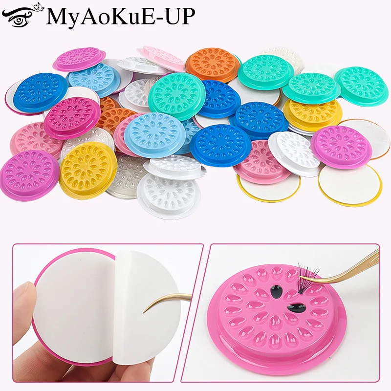 100pc Eyelash Glue Holder Tray Pad Lash Extension Adhesive Stand Base Gasket Tattoo Pigment Pallet Eyelashes Lifting Makeup Tool