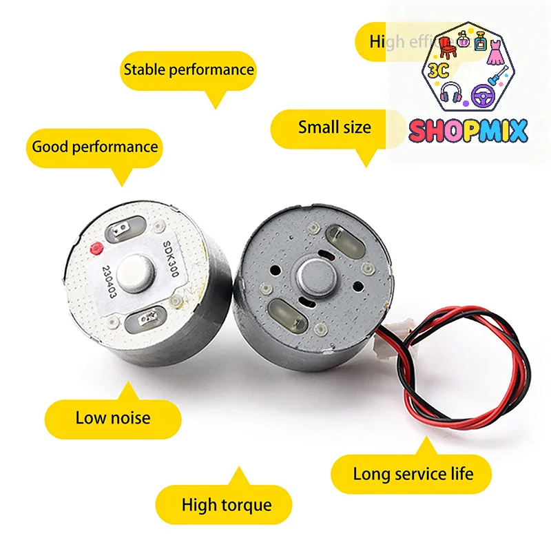 RF-300C Mini 300 Motor DC 1.5V -6V 7000RPM Micro 24.4MM Round Spindle Motor Low Current DIY Solar Power Fan Hobby Toy Model
