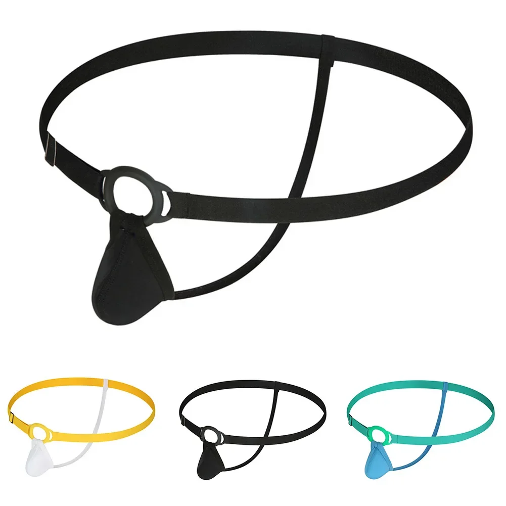 

Men G String Ring Cockring Soft Underwear Quick Dry Elastic Strap Solid Underpants Exposed Butt Bondage Erotic Hombre Lingerie