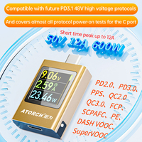 AT085 DC 4.5-50V 0-12A 600W PD3.1 Digital Display Voltage Ammeter Power Bank Meter Type-c Cell Phone Charger TFT G-Sensor Tester
