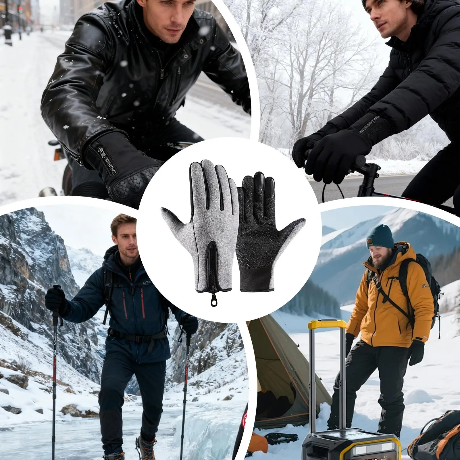 قفازات التزلج على الجليد تعمل باللمس القفازات الدافئة في الهواء الطلق معزول القفازات لفصل الشتاء التزلج على الجليد الصيد تجريب رياضة الجري #4