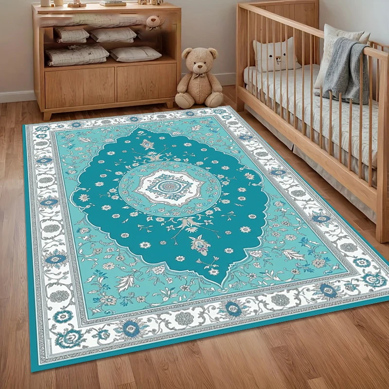 Vintage Turquoise Bohemian Rug Large Oriental Area Rug Living Room Carpet Elegant Bedroom Lounge Floor Mat Decor
