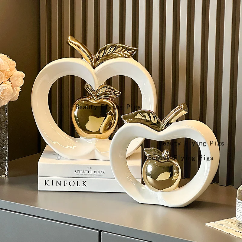

Ceramic Apple Ornaments Niche Living Room Light Luxury Home Wine Cabinet Handicrafts Housewarming Gifts Home Accessories