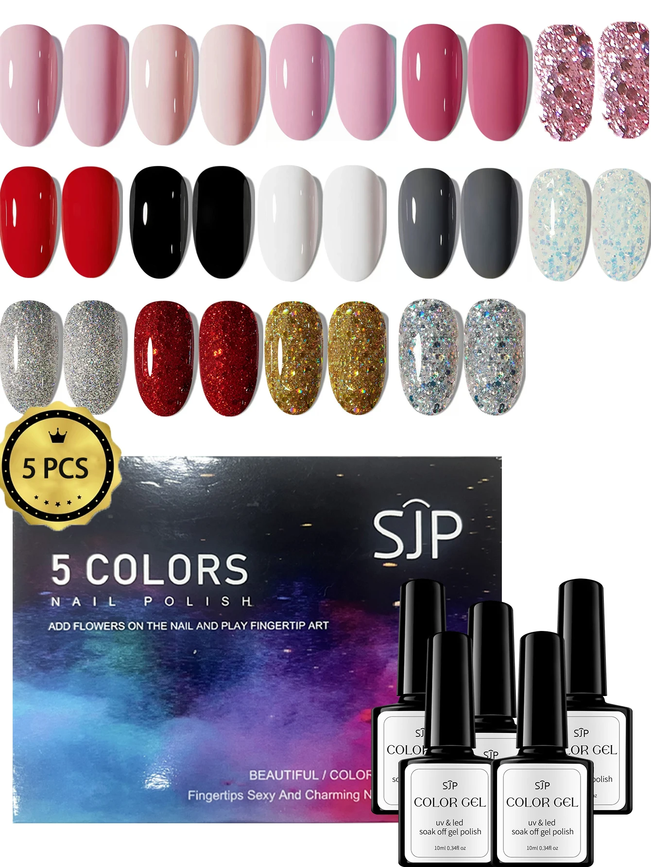 

5 шт. Набор гель-лаков для ногтей Summer Nails Набор розовых синих гель-лаков, 10 мл Перманентный лак для ногтей Клей для ногтей Soak Off UV LED Nail Art