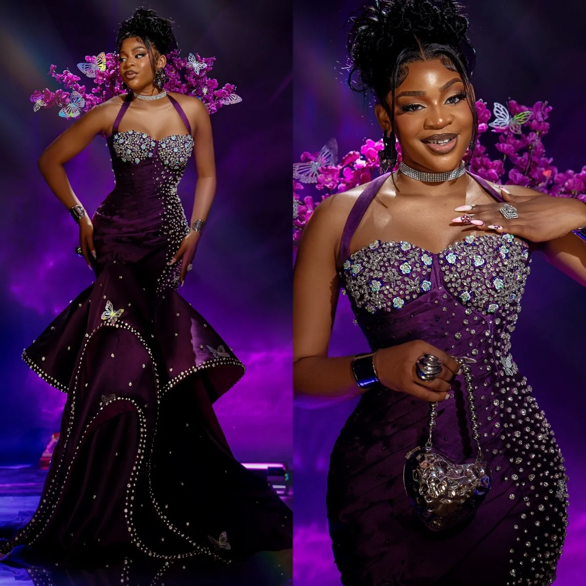 

Exquisite Evening Dresses Rhineston Prom Dress Beaded Halter Customized Sleeveless Princess Formal Party Gowns Vestidos De Noche