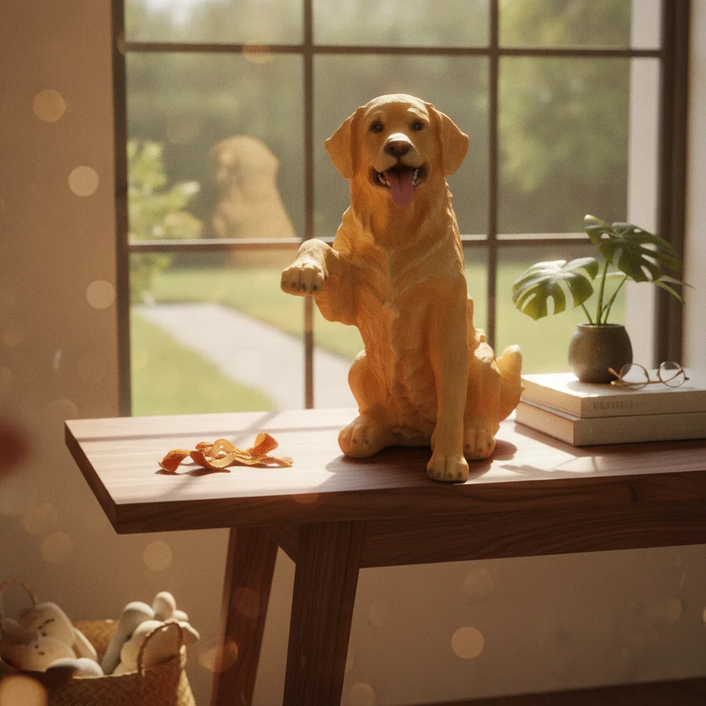 Golden Retriever Statue Floppy Ears Handshake Dog Statue Golden Retriever Sculpture Extended Tongue out Garden Ornament Large