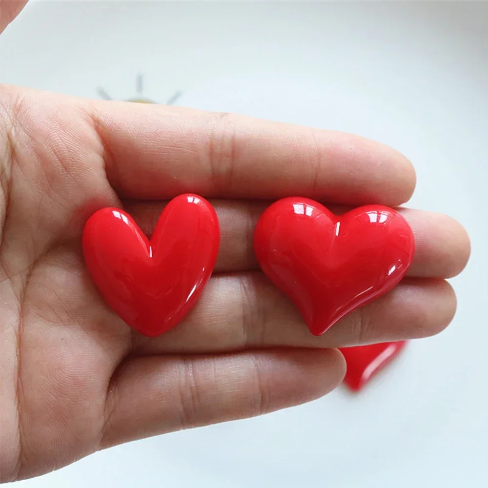 10PCS Shiny Red Heart Series Resin Flat Back Cabochons For Hairpin Scrapbooking DIY Jewelry Craft Decoration Accessories