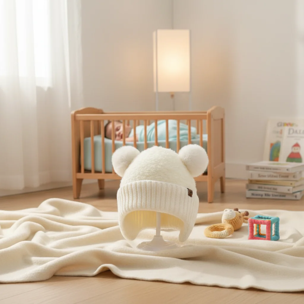 

Double Pompom Double Hairball Baby Hat Knitted Warm Knit Cap Wind-proof Solid Color Ear Protection Hat Boy