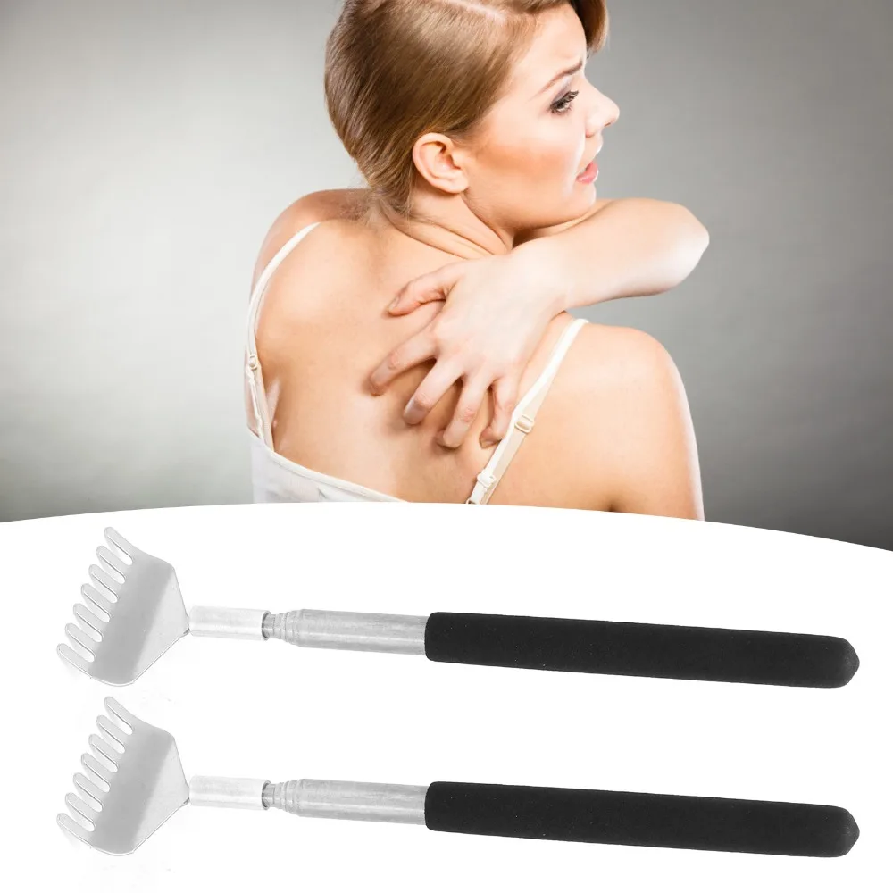 2Pcs Stainless Steel Back Scratcher Long Handle Retractable Itch Relief Tool Skin Friendly Portable Scratcher Back Itching