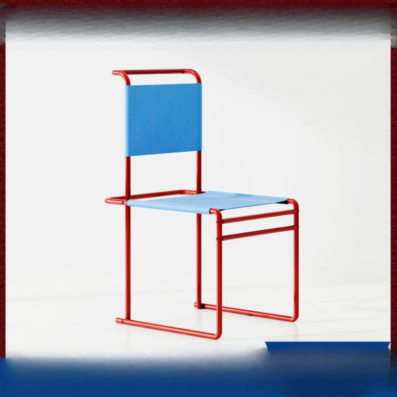 

Stainless steel saddle leather dining chair modern creative high-end single chair