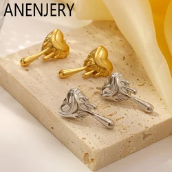 ANENJERY 316L Stainless Steel Melting Heart Earrings For Women Sweet Niche Jewelry Gifts Wholesale Party