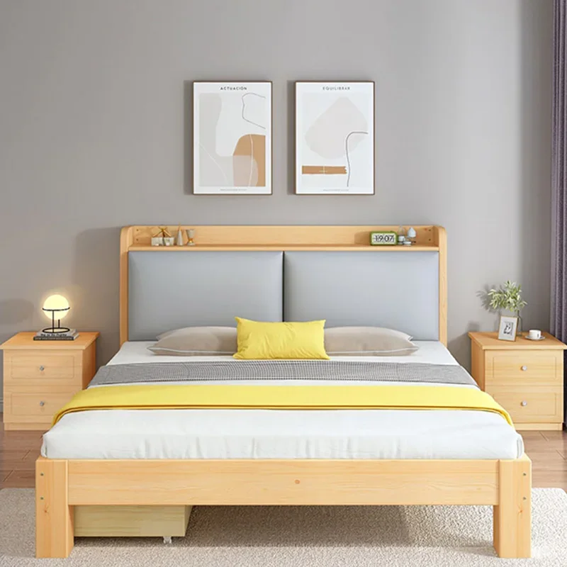 

Modern Luxury Loft Bed Children Single Kawaii Wood King Size Bed Frame Nordic Cheap Adults Cama Plegable Furnitures For Bedroom