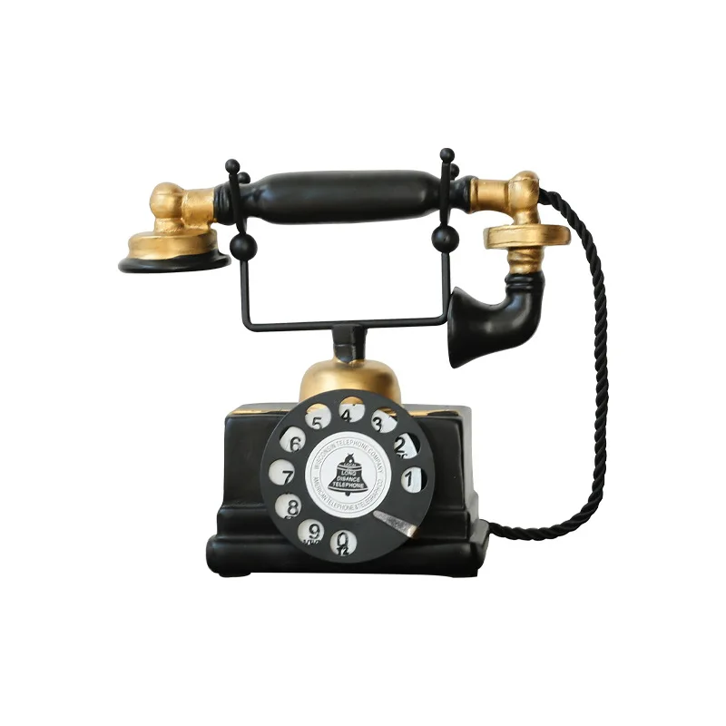 Retro Telephone Decorations Home Decor Craft Items Aged And Weathered Process Vintage Style Ornament for Living Room