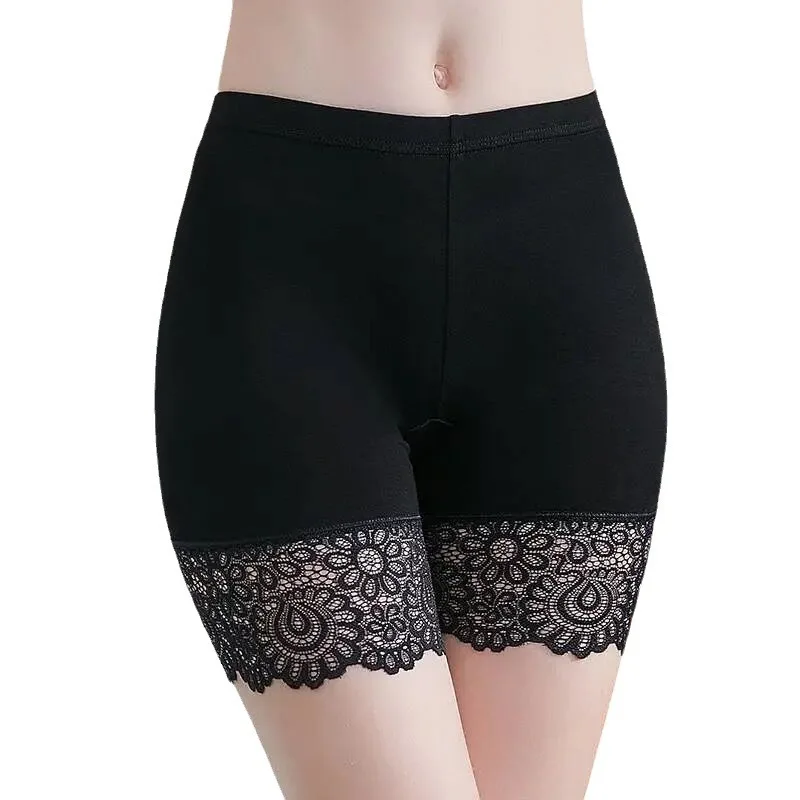 Women Safety Pants Soft Modal Lace Large Size Leggings Summer Seamless Anti Rub Boxers High Waist Stretch Slimming Underwear