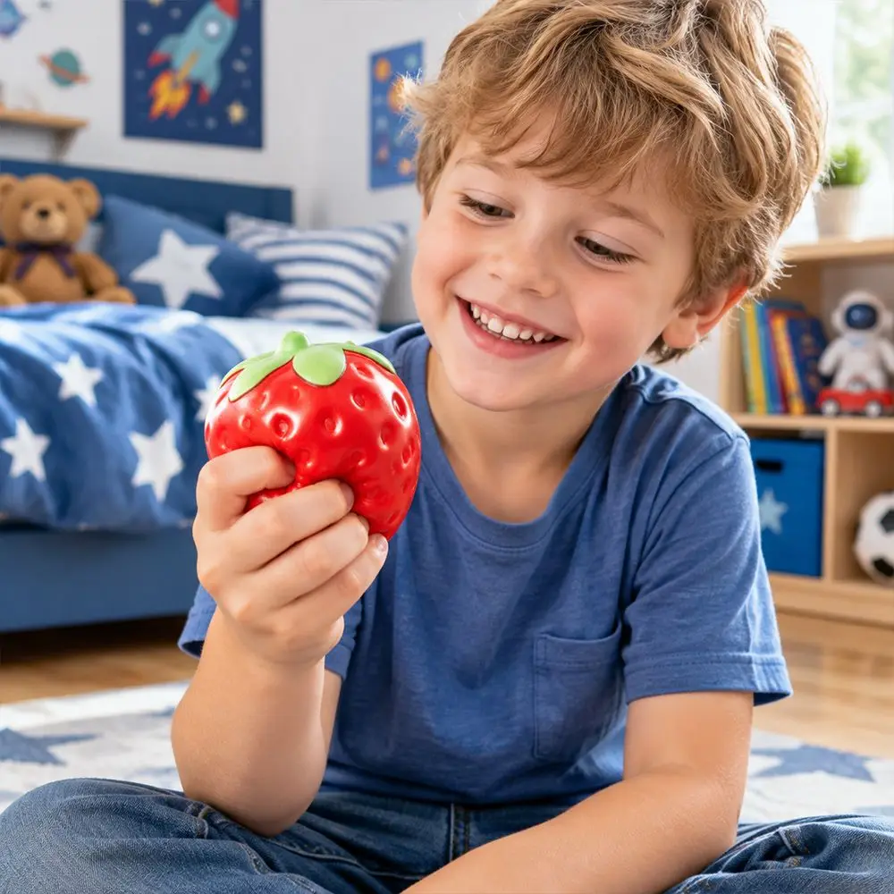 Fruit Shape Strawberry Squeeze Ball Big Funny Anti-stress Squeeze Soft Stress Relief Toy for Adults & Kids​​