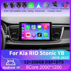 Android 16 Carplay Auto Car Radio GPS Multimedia Video Player Stereo BT For Kia RIO Stonic YB 2016 2017 2018 2019 2020 2021 2022
