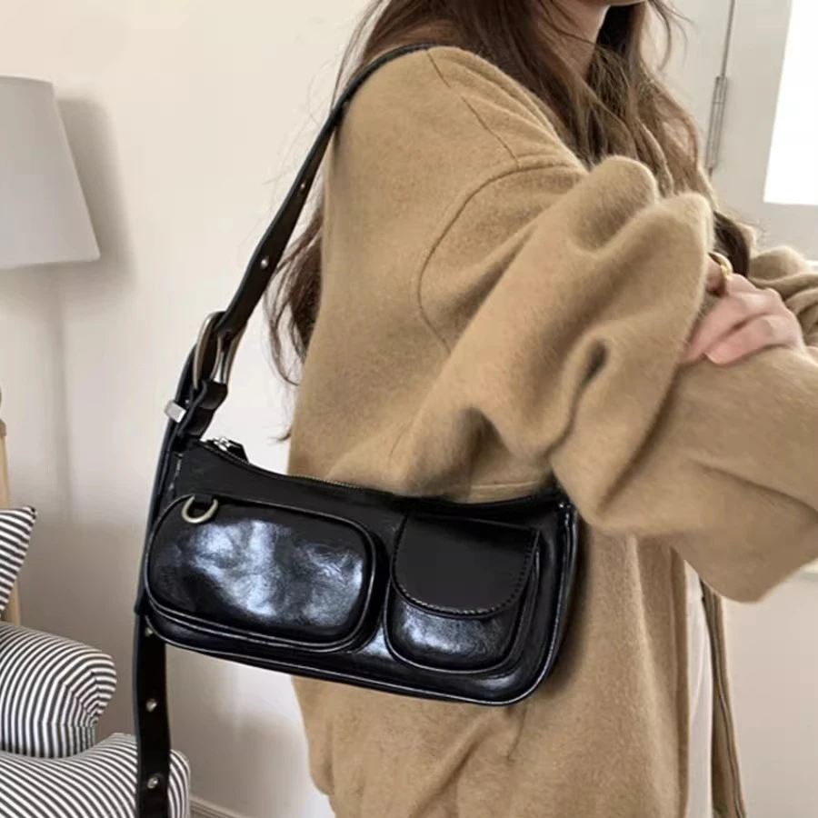 Autumn Winter New Retro Niche Single Shoulder Crossbody Bag Korean Ins Style Versatile Commuting Underarm Bags