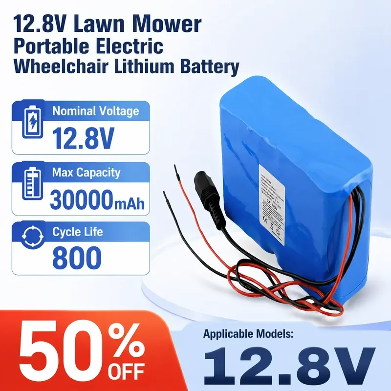 For 12.8V Outdoor Starting Power Supply 25.9V 7-String Lawn Mower Portable Electric Wheelchair Lithium Battery