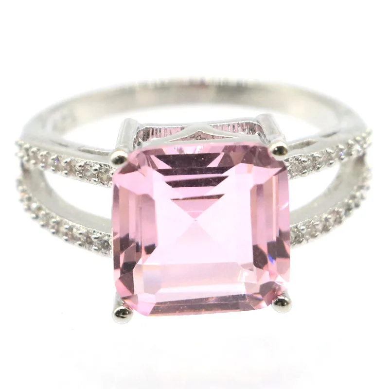 Buy 4 Get 1 Free 23x11mm Pretty Violet Tanzanite Pink Kunzite Pink Morganite Smoky Topaz Women Dating Silver Rings