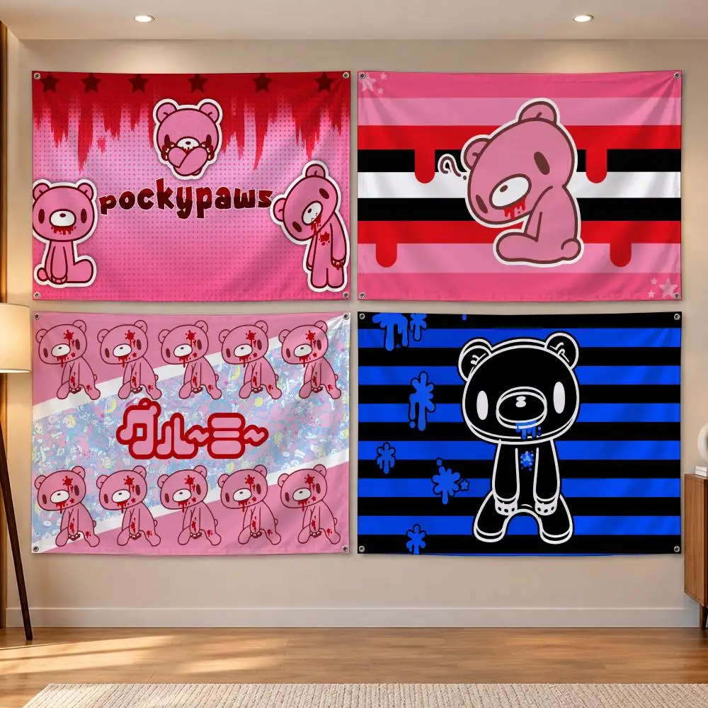 Character G-Gloomy Bear Flags Banner Decor for Bedroom,Garden,Party,Club,Indoor Outdoor, Fan Gift