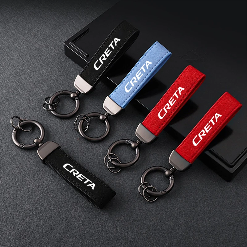 

Fashion Leather Car Styling Badge Pendant Metal Keychain 4s Shop Gift Auto key chain For Hyunda creta ix25 2020 2019 2011