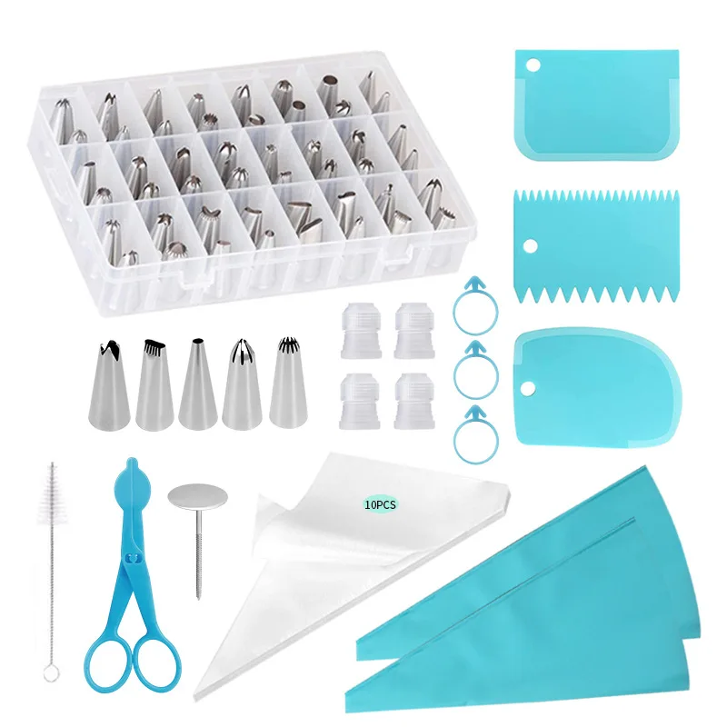 Juego de 78 Piezas de Bolsas y Boquillas para Decoración de Pasteles, Raspador de Bolsas de Repostería, Boquillas para Crema, Convertidor, Kit de Suministros para Decoración de Pasteles, Herramientas para Decorar Pasteles
