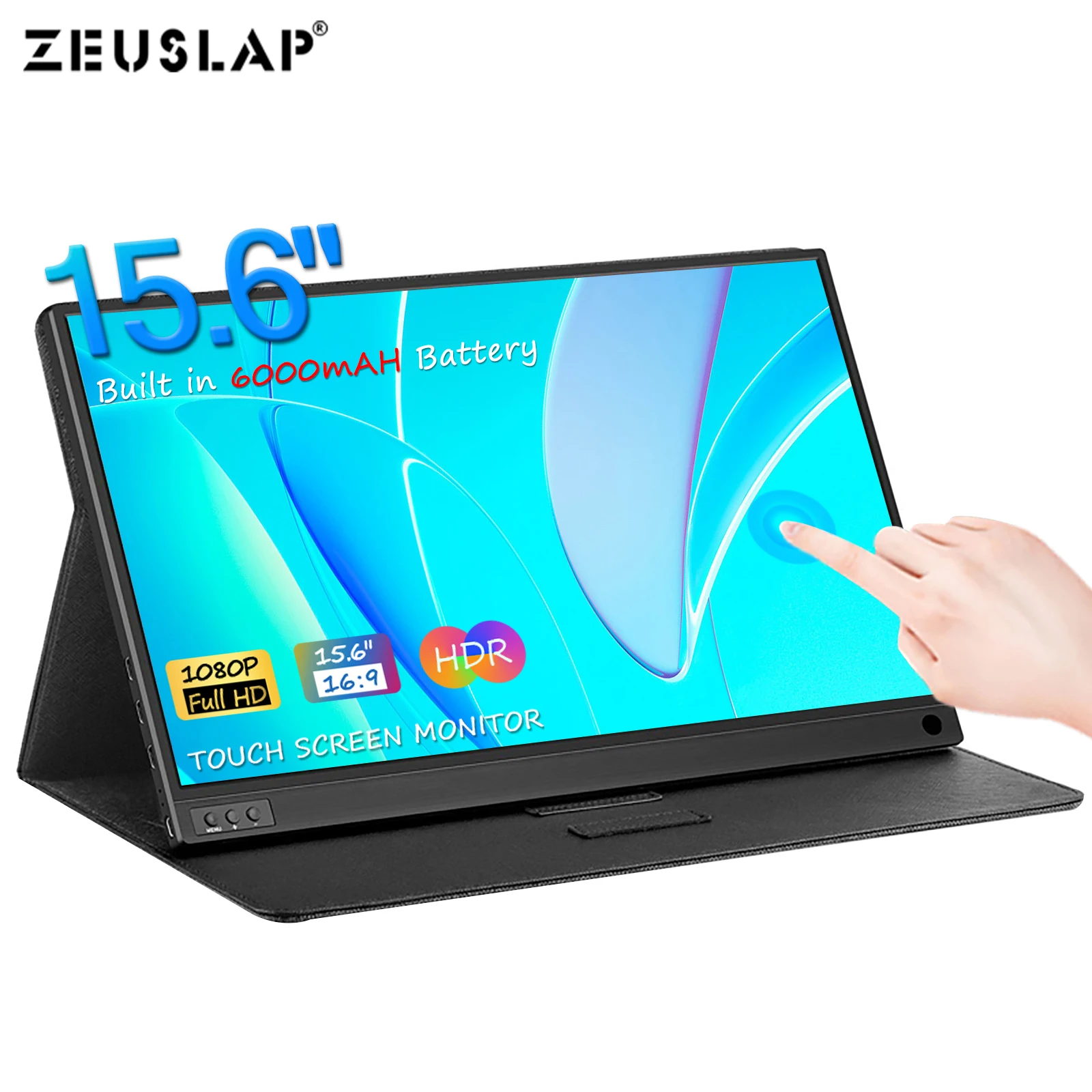 ZEUSLAP 15.6 Inch 1920x1080P Touch Screen Portable Monitor Built-in 6000mAh Rechargeable Battery for Phone Laptop Switch PS4/PS5