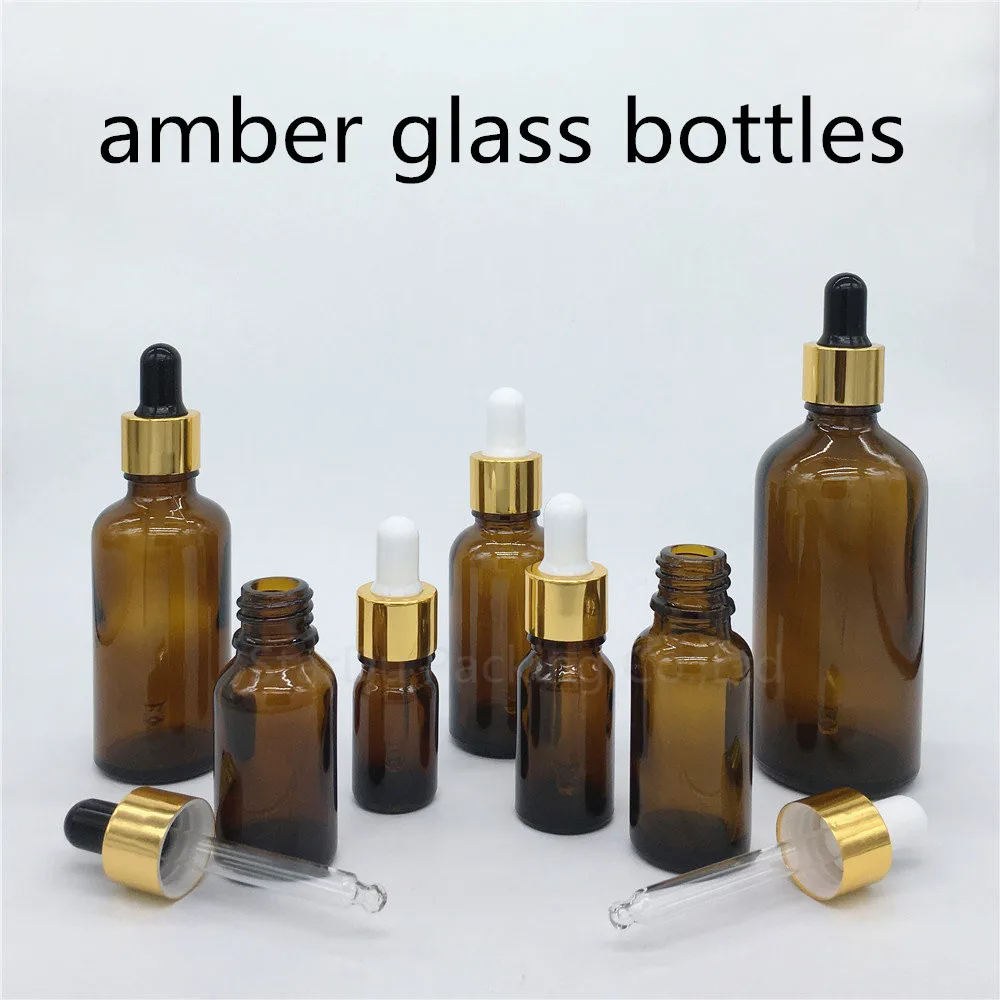 200pcs/lot 5ml, 10ml,15ml,20ml,30ML,50ml,100ml Amber Glass Bottle With Dropper Essential Oil Bottle ,Perfume Bottle