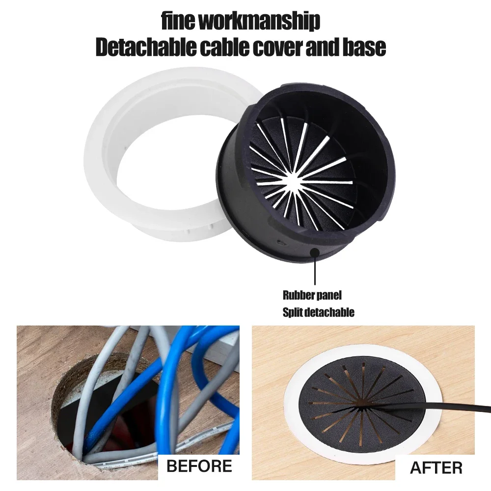 Rubber Cable Hole Cover Furniture Dust Plug Buckle Office Computer Table Grommet Wire Passing Line Outlet Rings Covers