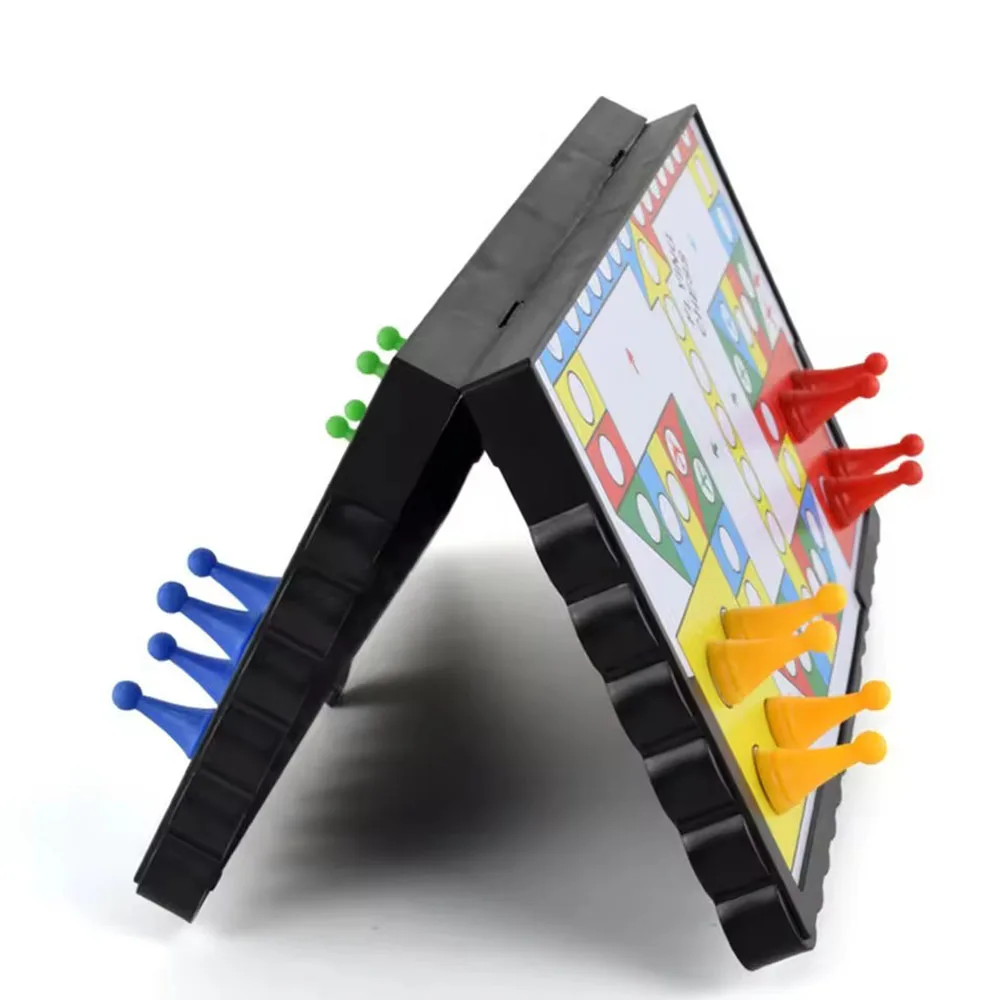 Foldable magnetic flying chess set, crawling mat, portable board game Ludo, camping travel game, airplane chess view 5