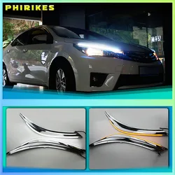 For Toyota corolla 2014 - 2019 LED DRL Headlight Eyebrow Daytime Running Light fog lamp With Flowing dynamic Yellow Turn Signal