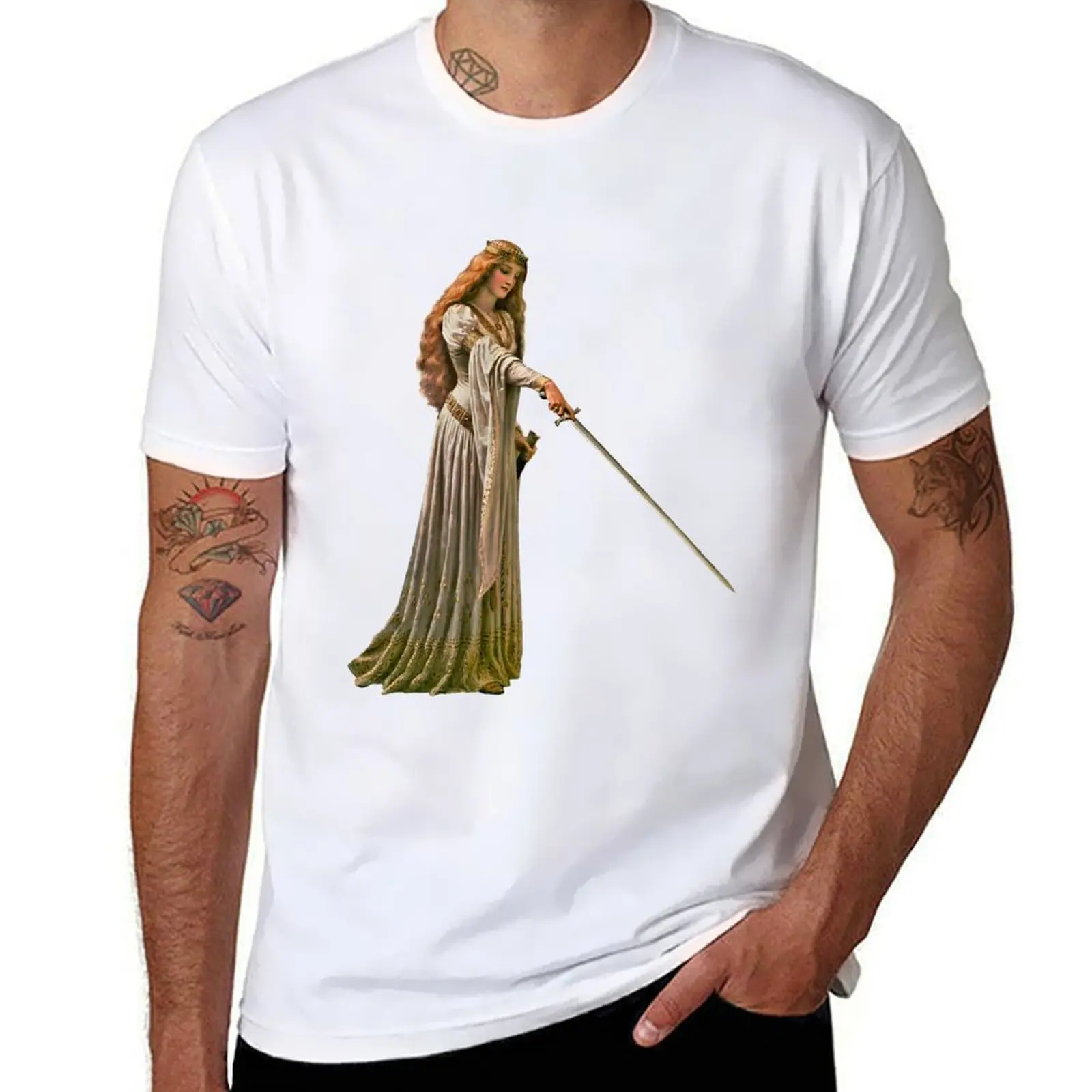 

Medieval/Fantasy Princess with Sword T-Shirt t shirts for man cotton t shirt man cotton T-Shirt