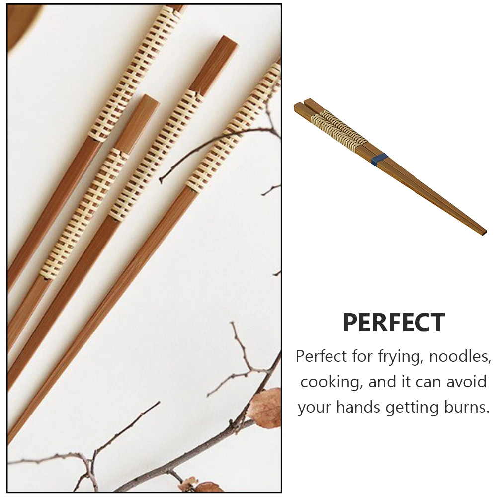 

Bamboo Chopsticks Long H Anti Scald Hot Pot Cooking Square Head Home Tableware Storage Kitchen Utensils Dining