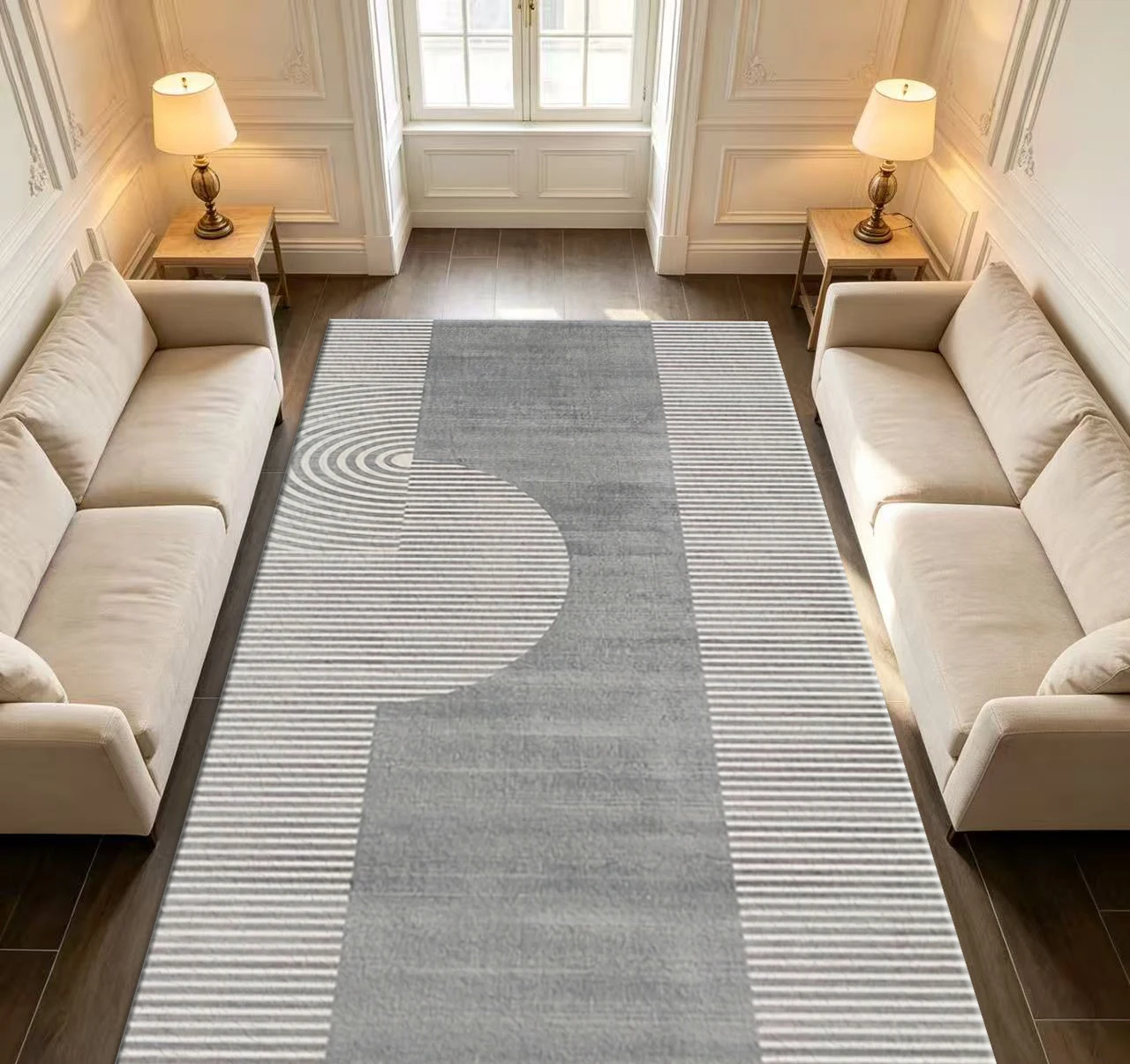 Modern Geometric Line Abstract Area Rug Home Decor Soft Carpet for Living Room Bedroom Study Room Indoor Floor Mat