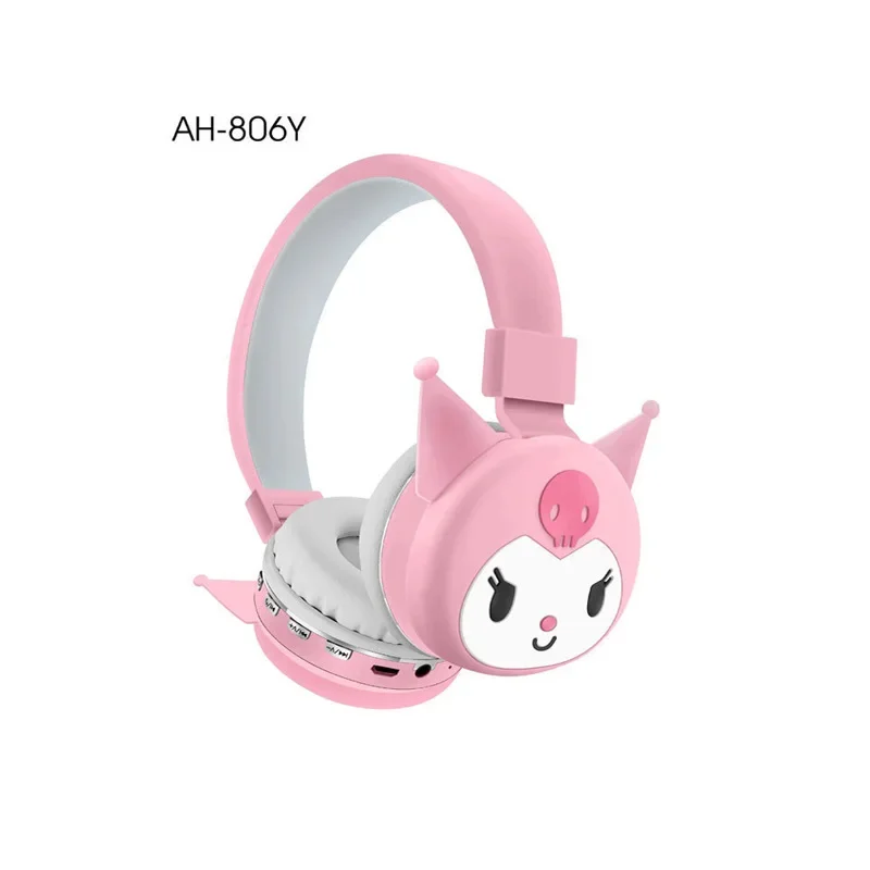 Sanrio Hello Kitty Kuromi Bluetooth Headphone Wireless Headsets Cartoon with Mic Foldable Lightweight Earphone for Phones Laptop