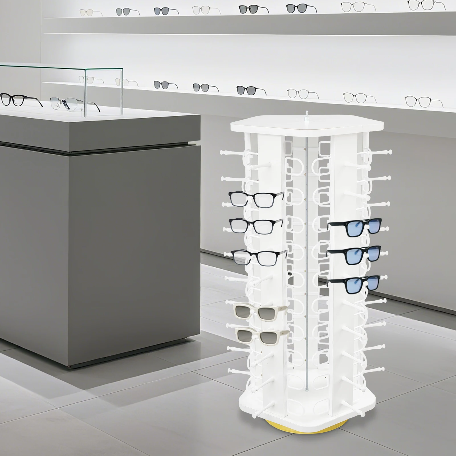 

Rotating Glasses Storage Display Stand, Modern Sunglasses Storage Organizer, Commercial Eyewear Display Rack