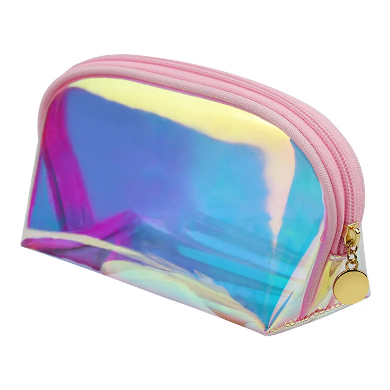 Laser Shell Makeup Bag Transparent Waterproof Dailly-color Toiletry Bag Semi-circle Storage Bag Large Capacity Bag