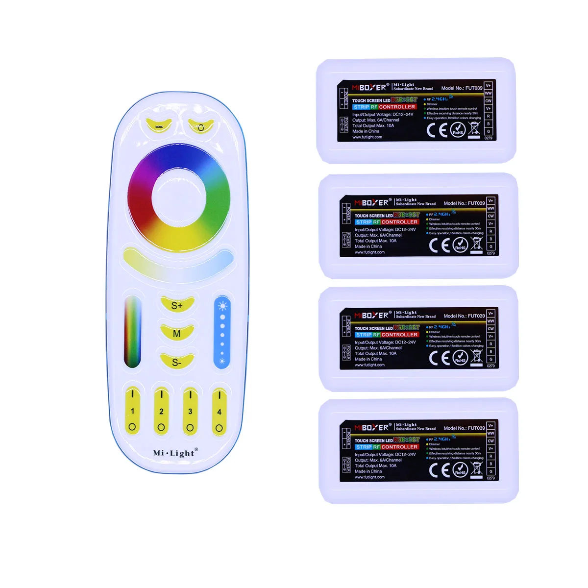 MiLight BOXER T4 B4 RGB CCT RGB RGBW CCT RGBWW FUT092 038 096 037 039 Controller DC12-24V RGB+CCT 4-Zone Touch Remote