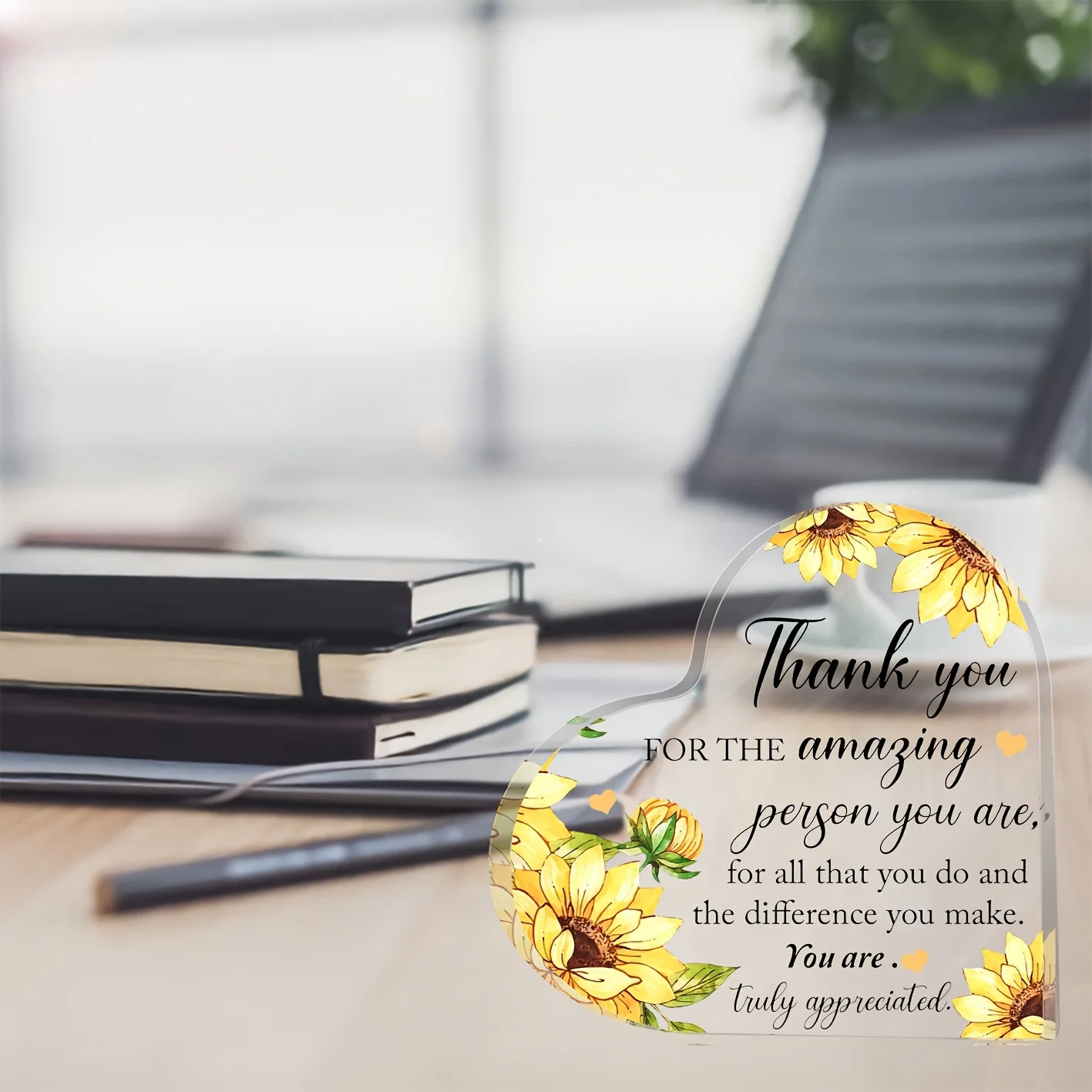 Appreciation Heart Acrylic Sign, Meaningful Thank You Gift For Coworker Friend Mentor - Thank You Gift for Desk, Birthday Retirement Easter Appreciation Decor