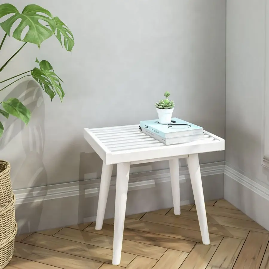 

Скамья для прихожей, деревянная скамья для изножья кровати в спальню, квадратная скамья в стиле Mid-Century Modern для прихожей, гостиной, для использования в помещении, на веранде, 19