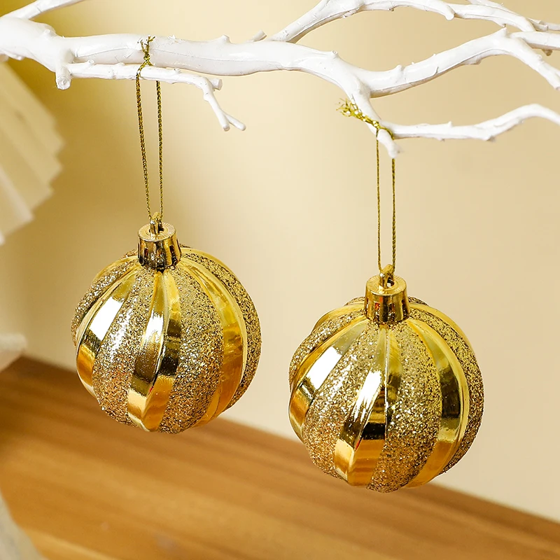 6PCS 6CM Christmas Tree Decoation Balls Xmas Tree Hanging Ornament Shatterproof Gold Ball Merry Chrismas Home Deco New Year Gift