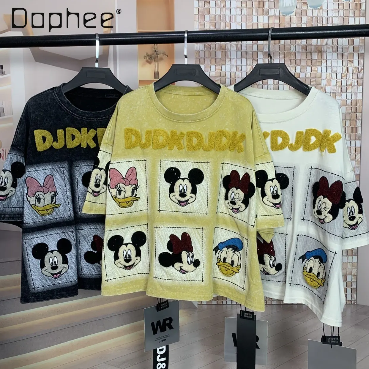 

Oversized Trendy Tee Cartoon Print Fashion Loose Short Sleeve T-Shirt for Women Round Neck Vintage Clothes