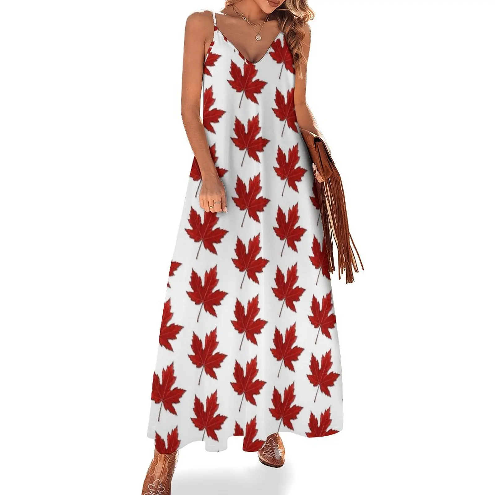 

Maple Leaf, Canadian Flag Sleeveless Dress women clothing 2024 new arrivals Woman dresses