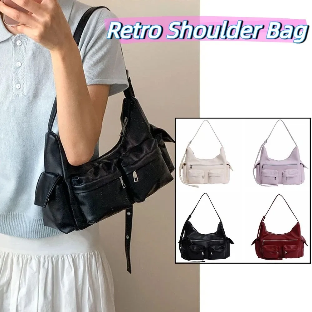 

Simple Y2K Retro Shoulder Bag Fashion Spicy Girl Vintage Underarm Bag Handbag Korean MotorcycleBag Girls