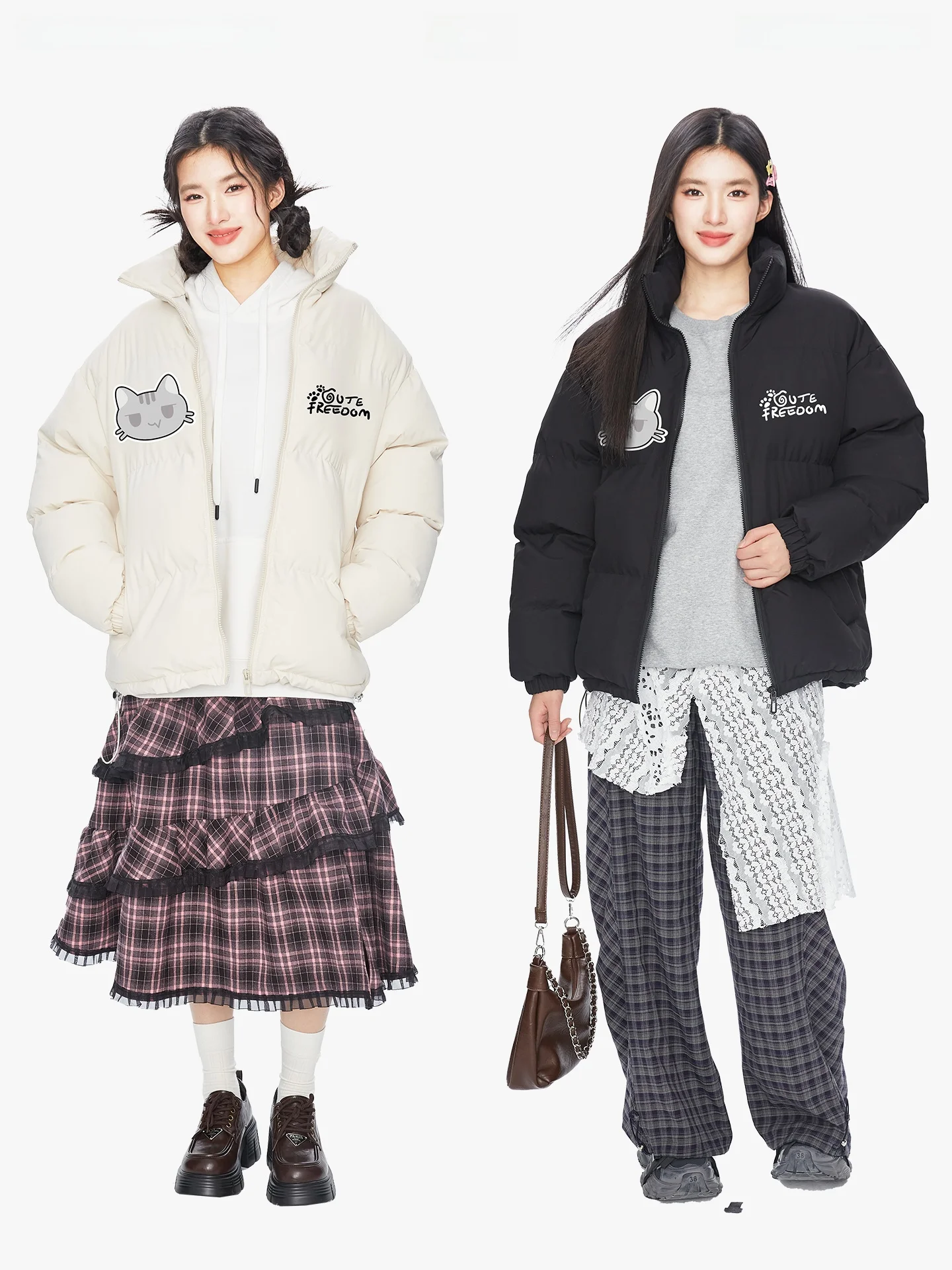 

Зимняя теплая женская куртка оверсайз с воротником на молнии, корейский стиль, для повседневной носки, утепленная, с длинными рукавами, однотонная