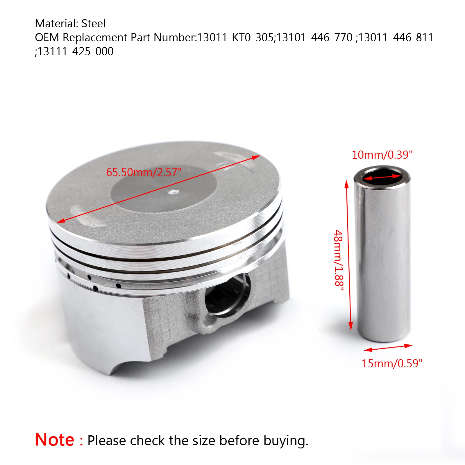 STD 65.50mm 13011-446-811 Piston Kit for Honda XL200 XR200R XR200 1980-2002  XL XR 200