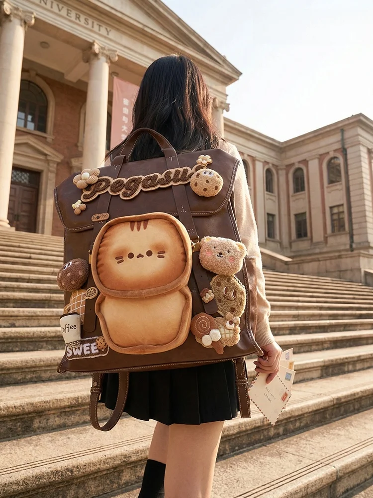 

IOIAI Large Capacity Lightweight Backpack Retro Artistic Style Commuter Women's Bag Student Backpack Cute Bookbag Campus Travel